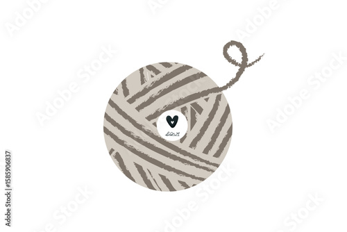 Vector illustration of ball of yarn and skein with knitting needles and hooks. Hand drawn style, cozy craft theme. Includes woolen threads, Knitting, needlework and hobby concept. Soft colors, minimal