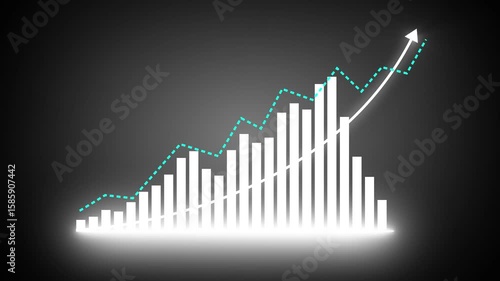Business growth concept in allusive graph chart showing marketing sales profit increasing to future target . Excellent financial status of corporate business rise up arrow. business concept chart
