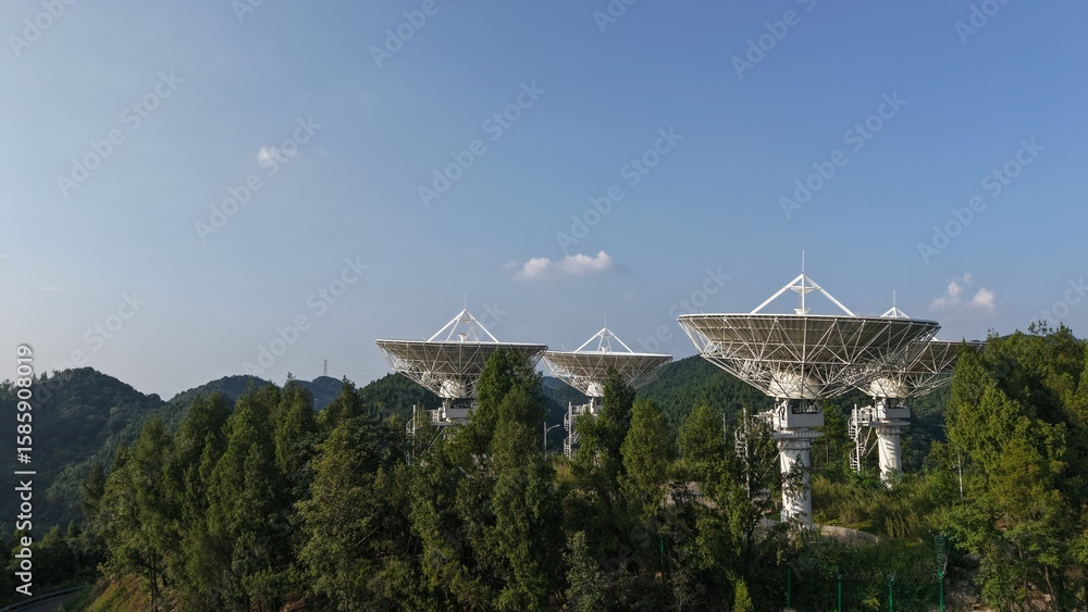 Fototapeta premium Distributed radar celestial measurement instrument on the mountaintop