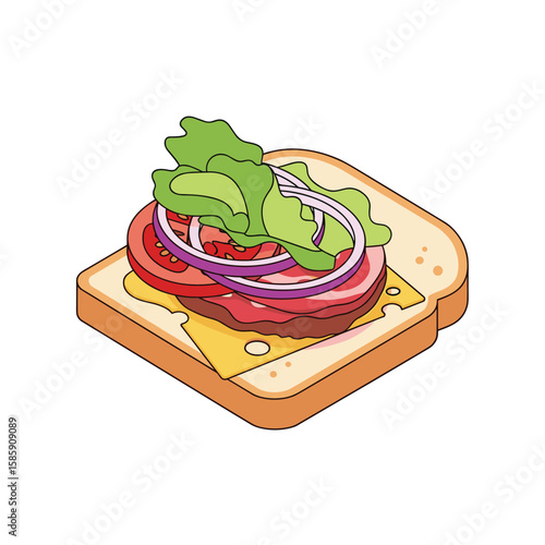 Delectable classic open faced sandwich with fresh toppings and melted cheese