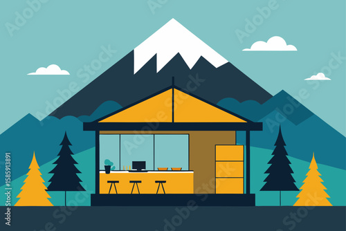 open air office design in a mountain retreat