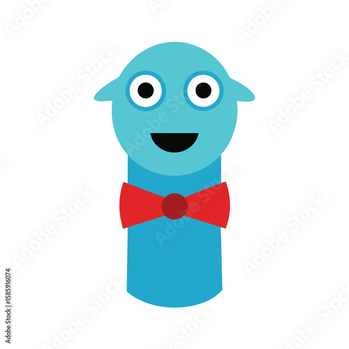 doodle style sock puppet with bowtie on white 
