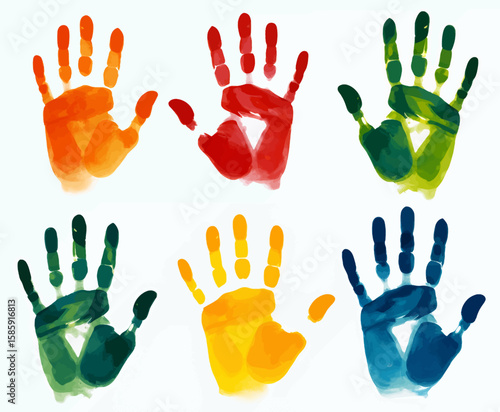 Colorful Handprints in Creative Art Display