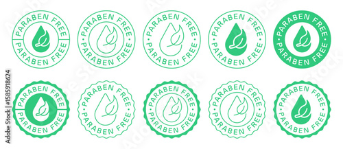 Set Of Paraben Free Icon Signs Vector Labels.