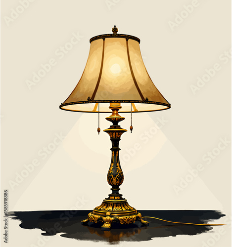 Elegant Table Lamp with Warm Glow and Ornate Base