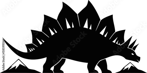 Stegosaurus Silhouette With Mountain Range Plates