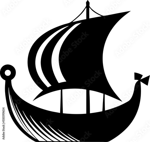 Viking Longship With Vegvisir Norse Compass Sail