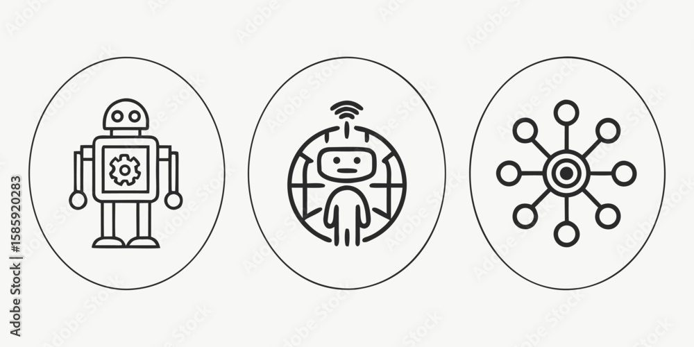 Obraz premium Robot network and connection icons gear technology