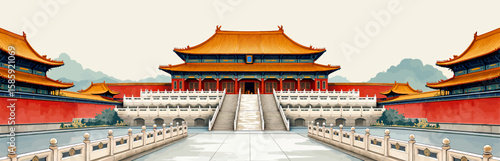 Illustrated Imperial Palace in Autumn Splendor