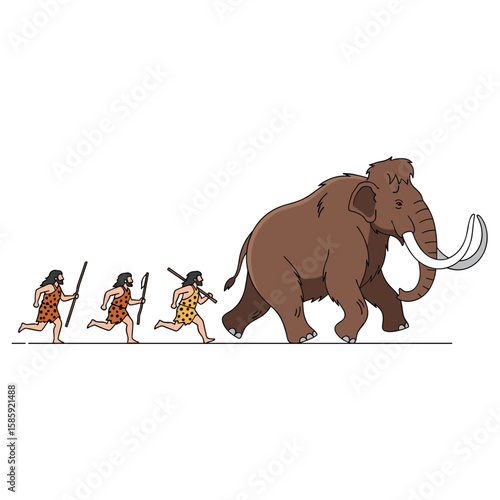 Humanity's journey chasing mammoths through ancient wilderness a prehistoric adventure