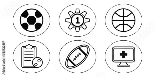 Sports and medical icons soccer ball basketball