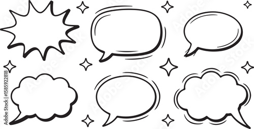 Vector comic speech bubbles and thought clouds set, perfect for chat and communication design with text message icons