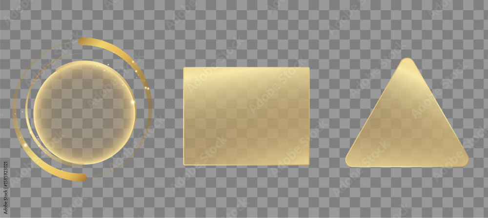 Fototapeta premium Golden Geometric Elements on Transparent Background Set.