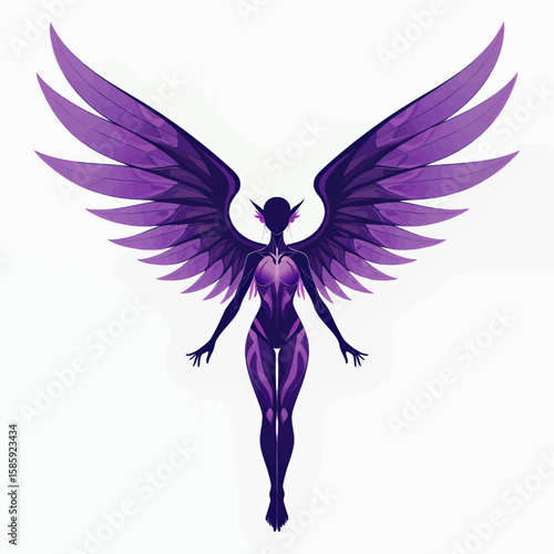 Purple Angel Wings Spread Wide in Ethereal Flight