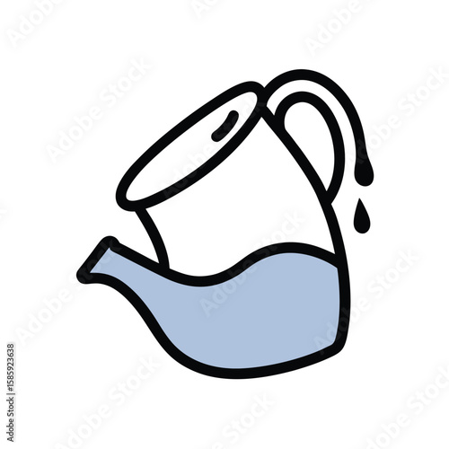 hand drawn vector illustration of milk pitcher pouring 