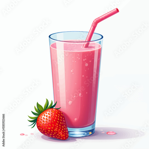Refreshing Strawberry Smoothie on a Sunny Day