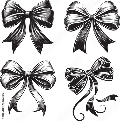 Bow Ribbon Vector Set – Decorative Hair Bows, Gift Wrap Bows, and Fashion Accessories Collection