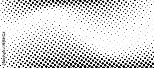 Hexagon halftone gradient texture. Abstract black grunge background. Geometric retro halftone tech overlay. Fading wavy hexagonal pattern backdrop. Vector