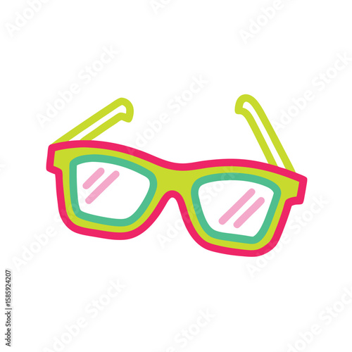 neon glasses doodle style on white