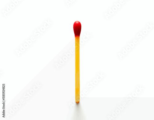 Single Matchstick: Bold Minimalism, Red Tip, Yellow Stem, Simple Elegance