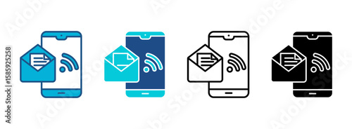 Mail Icon Set With Multiple Styles. Vector Illustration