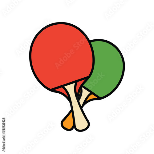 ping pong paddles doodle style on white
