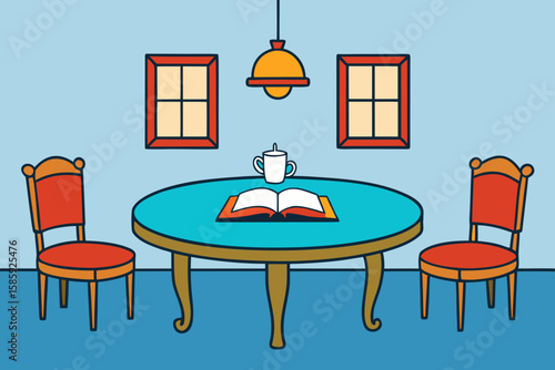 cozy reading room turned into dining nook