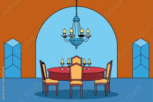 mansion dining space with crystal chandelier