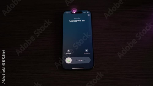 Unknown call from scammers on a mobile phone.