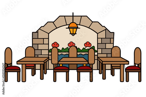 romantic restaurant dining area with natural
