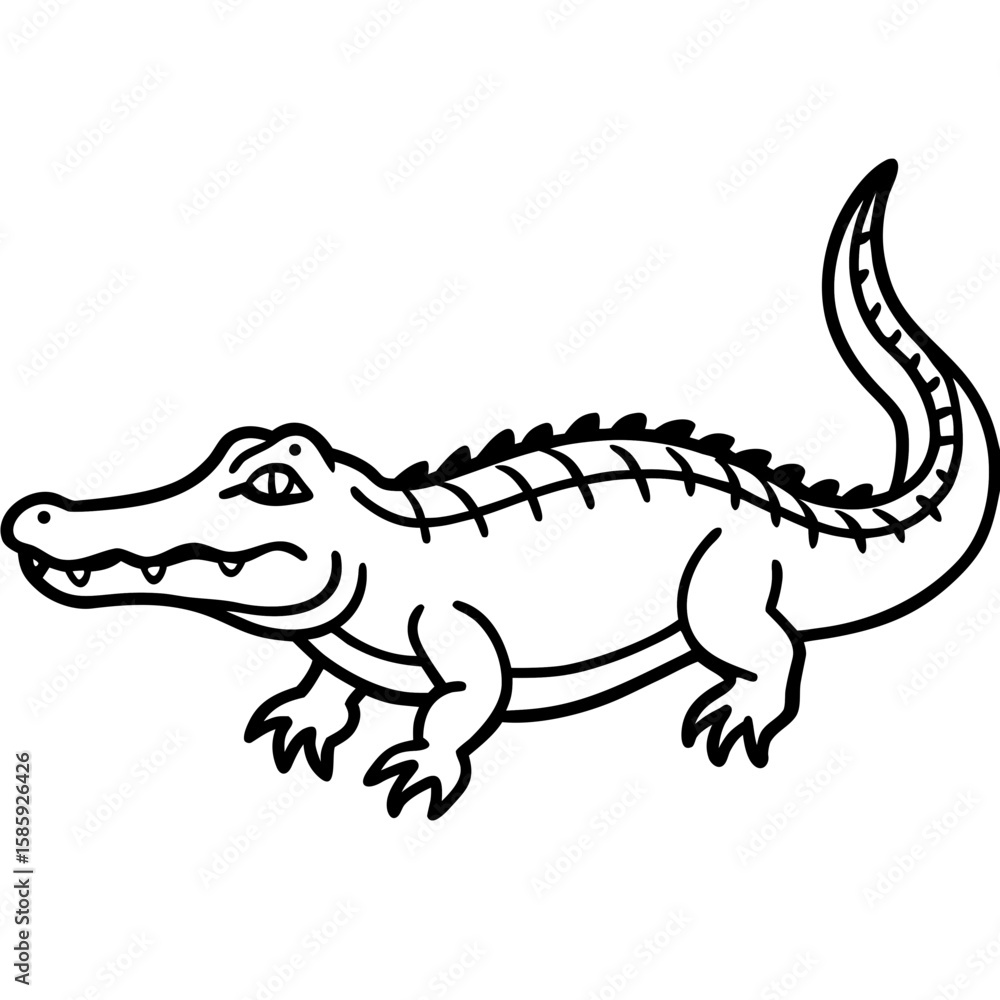 Naklejka premium Crocodile line art vector