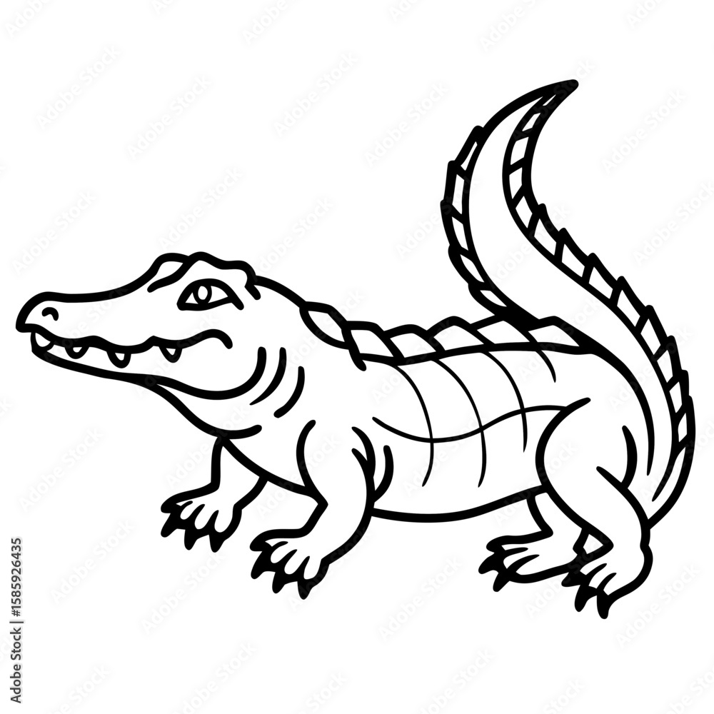 Fototapeta premium Crocodile line art vector
