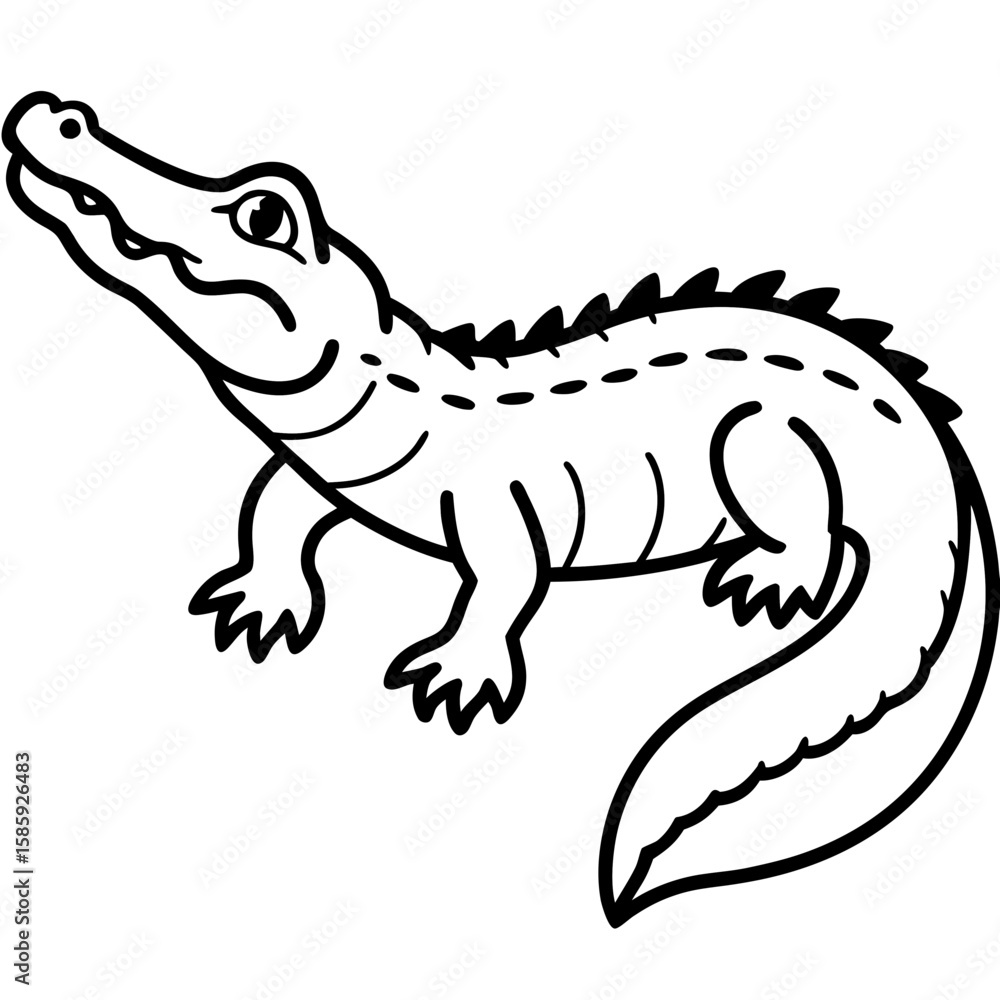 Fototapeta premium Crocodile line art vector