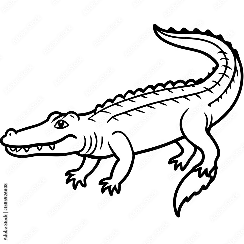 Naklejka premium Crocodile line art vector