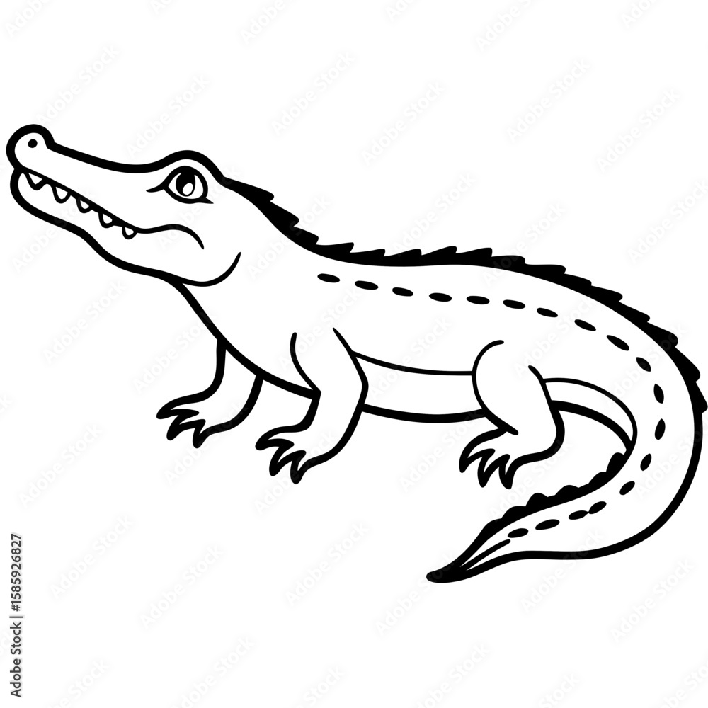 Naklejka premium Crocodile line art vector