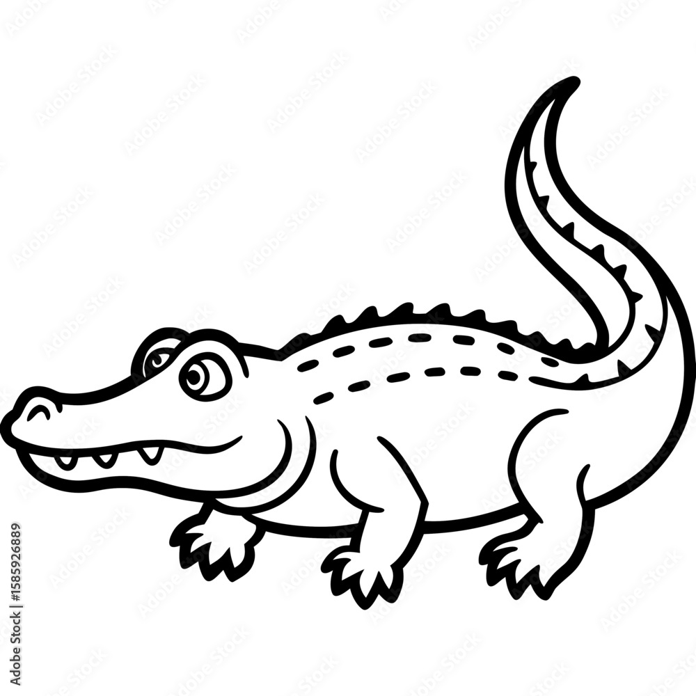 Fototapeta premium Crocodile line art vector