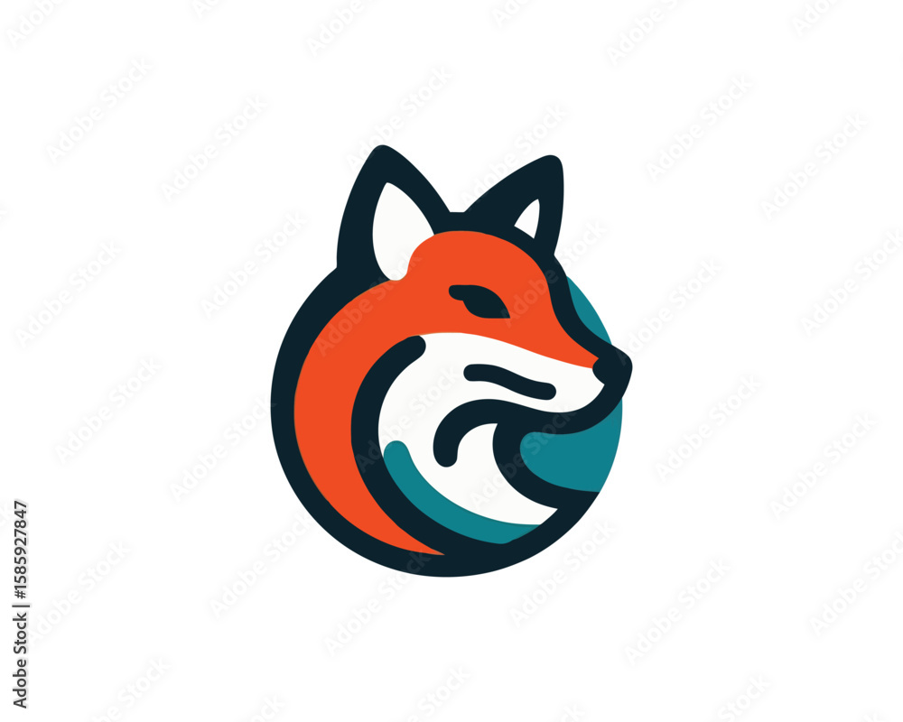 Obraz premium Bold outline fox head logo modern vector icon