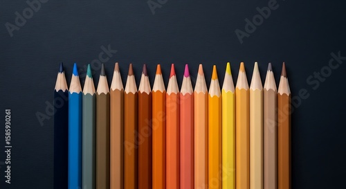 colored pencils on black background