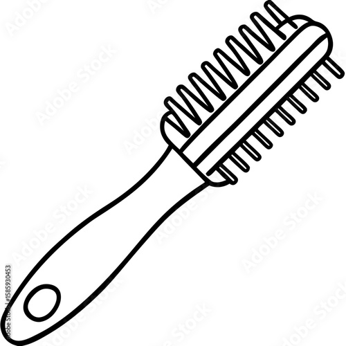Hairbrush or comb line art vector