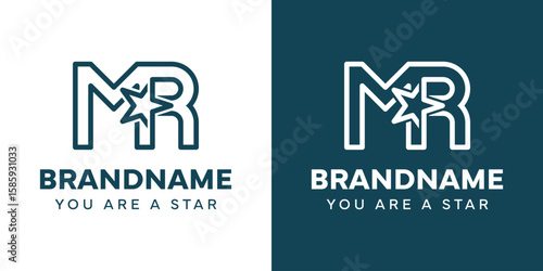 Letters MR Star Monogram Logo, representing success, freedom and premium