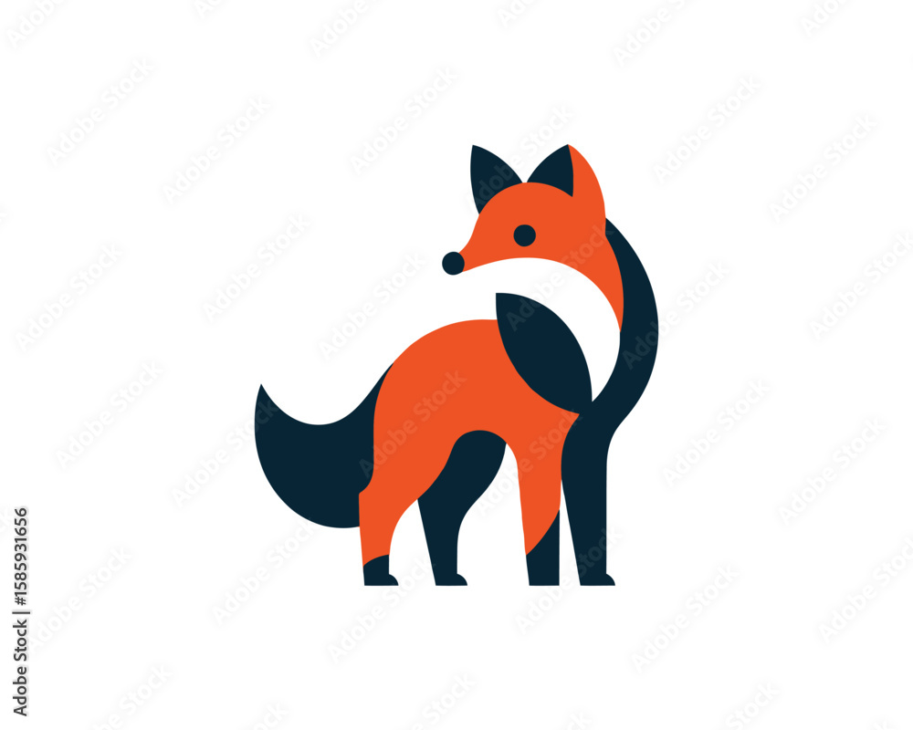 Fototapeta premium Minimalist fox vector logo design in geometric style