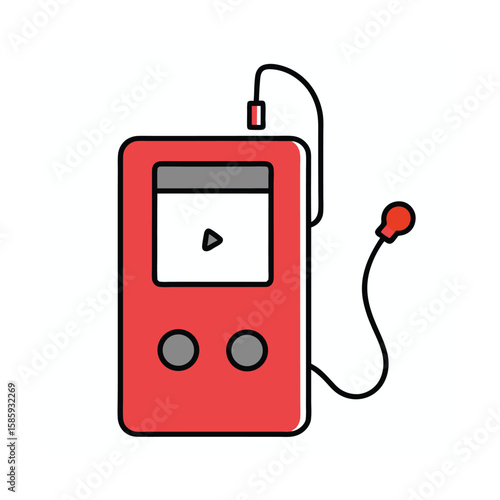 Walkman music player doodle style on white