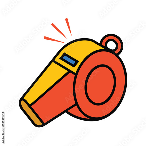 whistle blowing doodle style on white