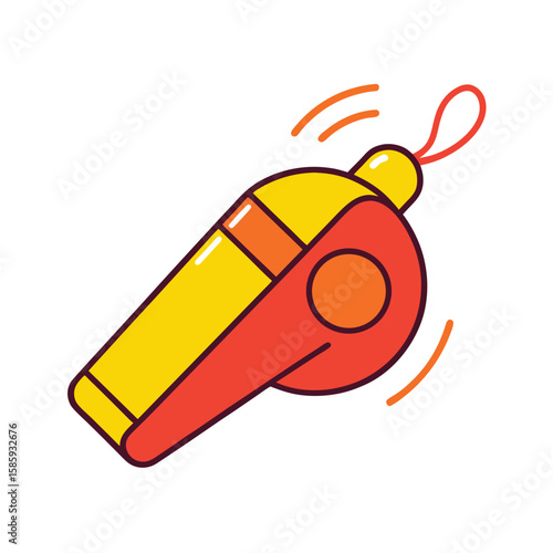 whistle blowing doodle style on white