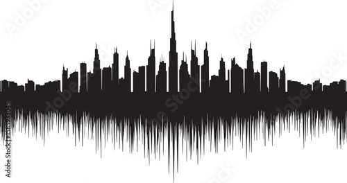 Cityscape Skyline Silhouette Vector Illustration for Urban Landscape and Architectural Design Projects