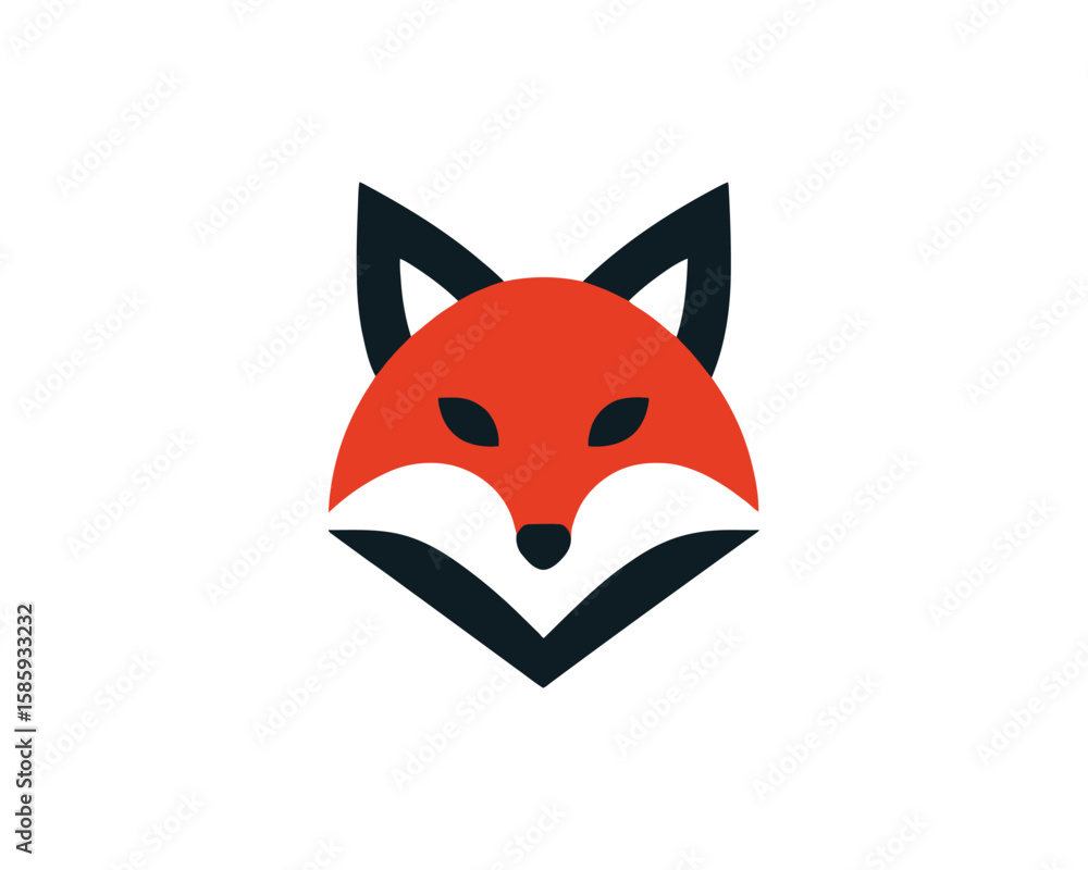 Obraz premium Minimalist geometric fox head vector logo design
