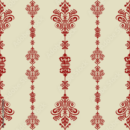 Vintage Red Damask Wallpaper Pattern Traditional Baroque Ornamental Design Classic Damask Wallpaper Elegant Victorian Decorative Damask Wallpaper Seamless Repeat