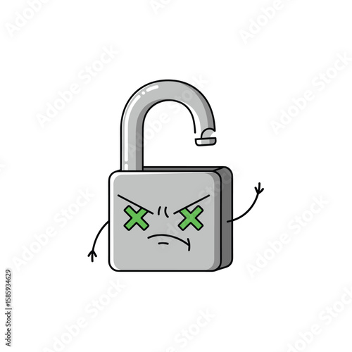 Unlockable security lock character showing dead eyes and arms raised