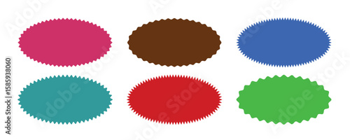 Rectangle shape frame with zigzag edge. Set of Zigzag and colorful Shapes.shapes stickers with zigzag wavy edge.