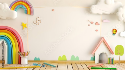 Kindergarten Wall Background Design: Merging Whimsy, Education, and Warmth for Young Explorers. These designs range from hand-painted fairy tale landscapes and vibrant animal kingdoms to interactive